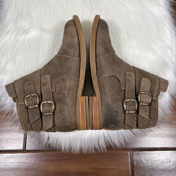NEW Born Womens Size 6 M / 36 - 37 Brown Leather Moraga Buckle Ankle Bootie Boot - Picture 2 of 11